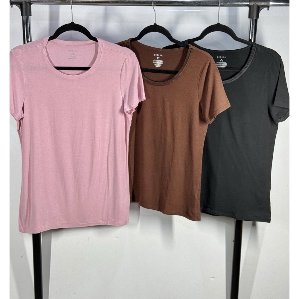 Womens George Crew Neck T-Shirt Size S/M - Pink/Brown/Black Short Sleeve Casual